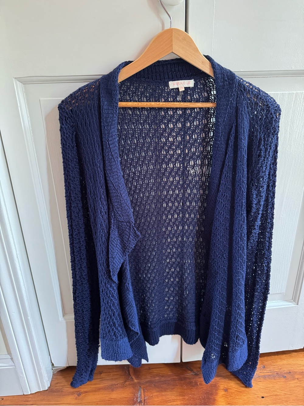 Miracle Navy Open-Front Crochet Cardigan
